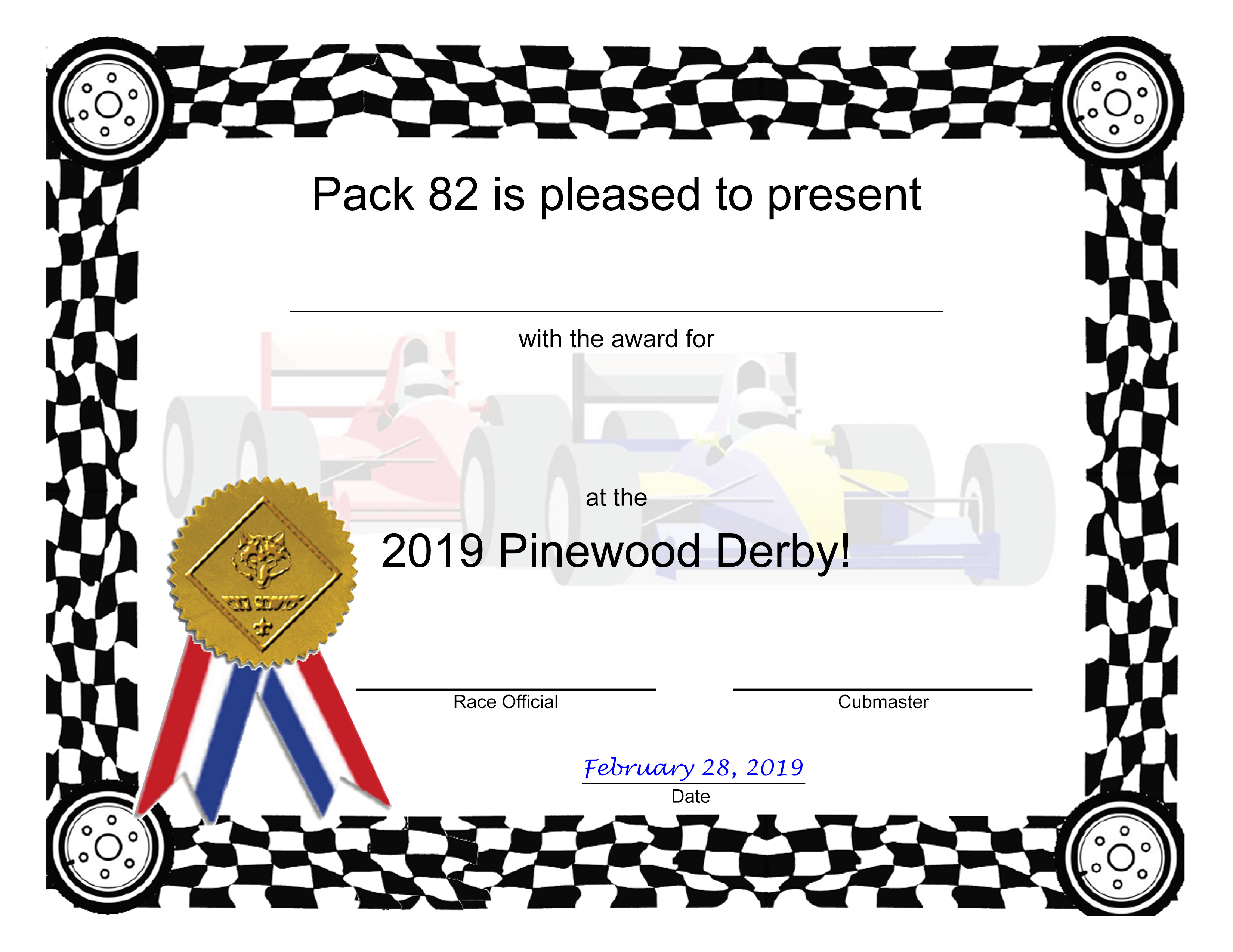 Steve Sarver With Pinewood Derby Flyer Template