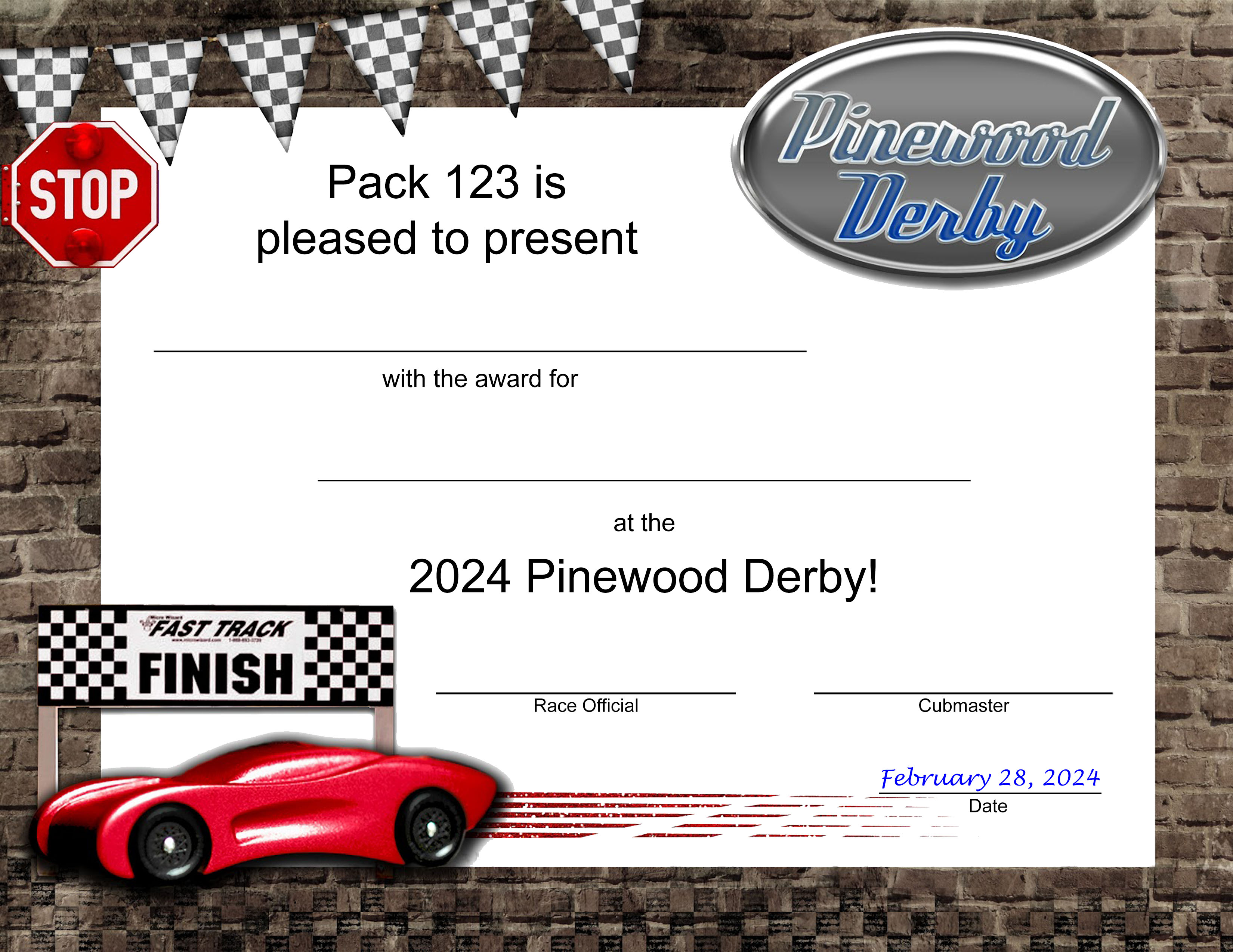 Steve Sarver Regarding Pinewood Derby Certificate Template